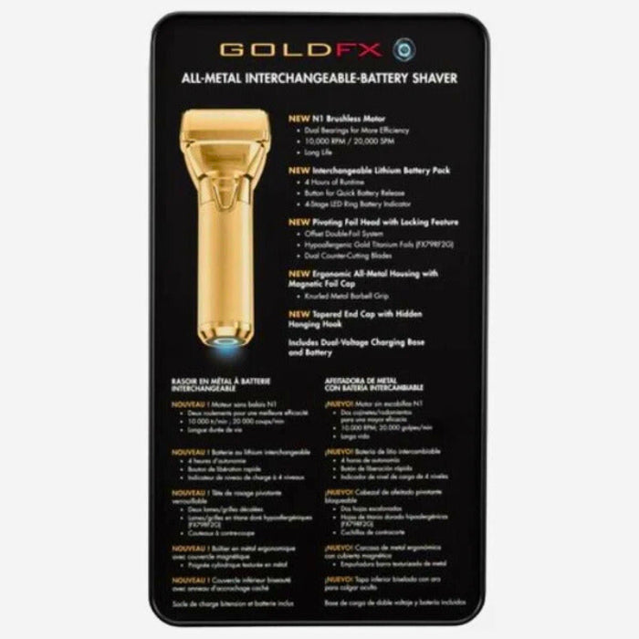 babylisspro goldfx fxone shaver fx79fsg box back