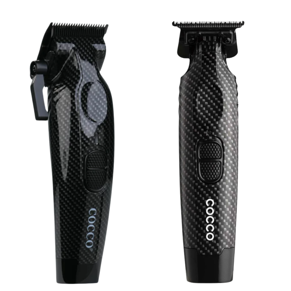 Cocco Hyper Veloce Pro Carbon Fiber Clipper & Trimmer Combo Graphene Blade Cordless Set CHVPC-CF+CHVPT-CF