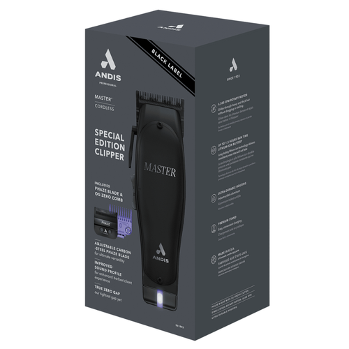 Andis Master Cordless Clipper Black Label 561895 – High-Performance, Adjustable Blade Clipper for Precision Cuts