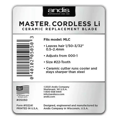 Andis Master Cordless Replacement Blade #22 Tooth – Fits MLC Model – OEM #05050 – NEW