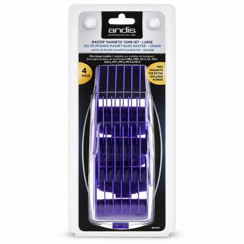Andis Master Dual Magnet Large 4-Piece Purple Clipper Comb Set #01415