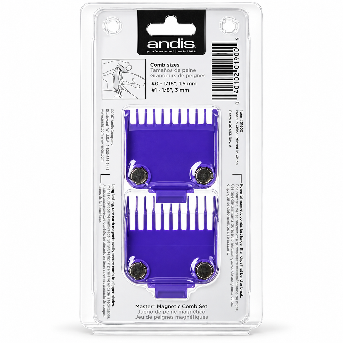 Andis Master Dual Magnetic Clipper Comb Set #0 & #1 - 01900