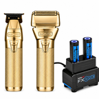 BaBylissPRO FXONE GoldFX Trimmer & Shaver Bundle + Dual Battery Charger + Sabrent BLOWzer X6 Cordless Air Duster Combo FX799G, FX79FSG, FX1FSTGTO, FXC2BPPK, TF-BZX6