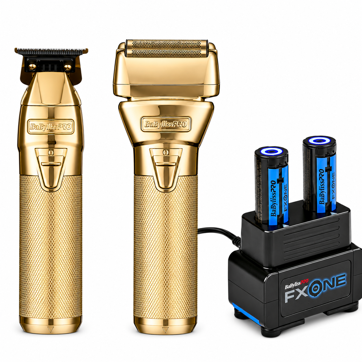 BaBylissPRO FXONE GoldFX Trimmer & Shaver Bundle + Dual Battery Charger + Sabrent BLOWzer X6 Cordless Air Duster Combo FX799G, FX79FSG, FX1FSTGTO, FXC2BPPK, TF-BZX6