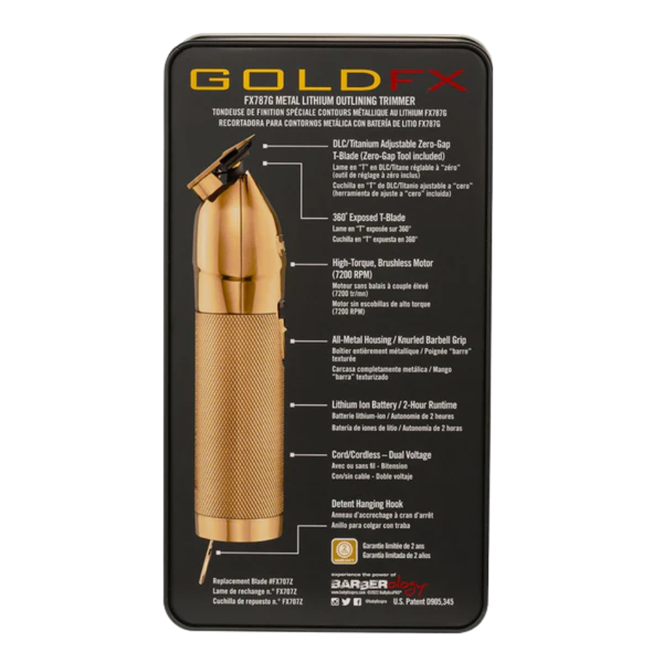BaBylissPRO GOLD FX Cordless Trimmer FX787G – Precision Trimming with Luxurious Gold Finish