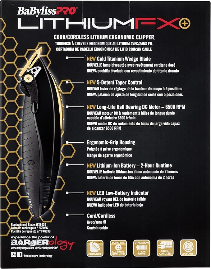 BaBylissPRO LITHIUMFX Cord/Cordless Clipper FX673N