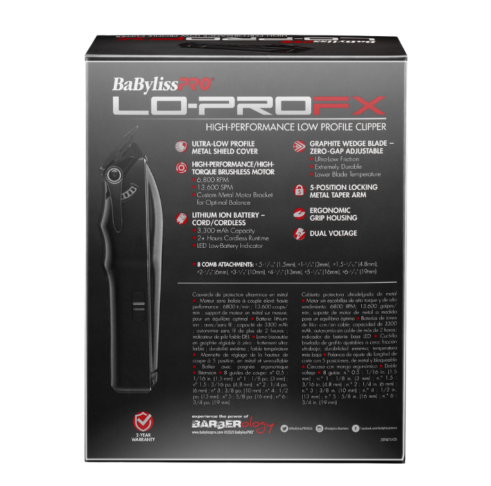 BaBylissPRO LO-PROFX Professional Cordless Clipper FX825