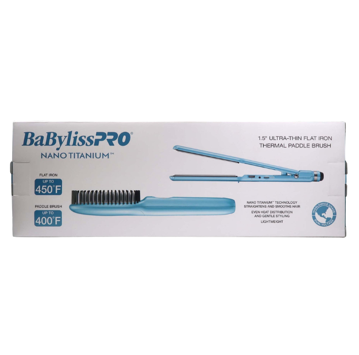 BaBylissPRO Nano Titanium Flat Iron & Thermal Brush Combo BNTPP52UC