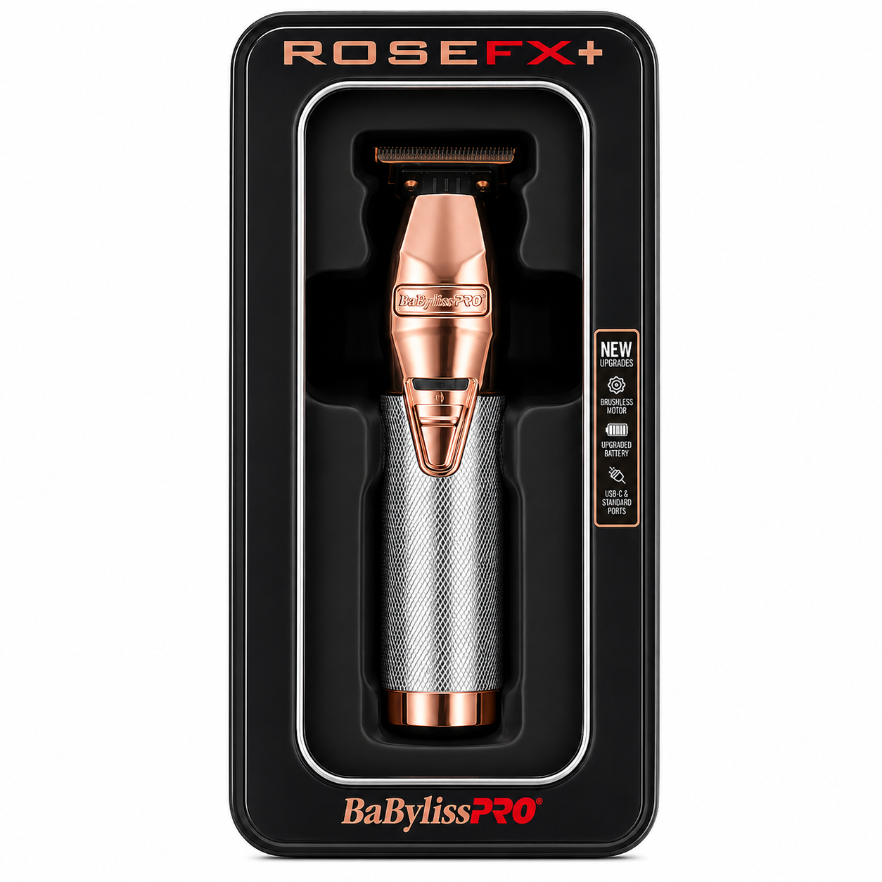BaBylissPRO RoseFX+ Rose Gold Cordless Outlining Trimmer with Rose Gold Titanium 2.0mm Deep Tooth T-Blade Combo FX787NRG + FX707RG2