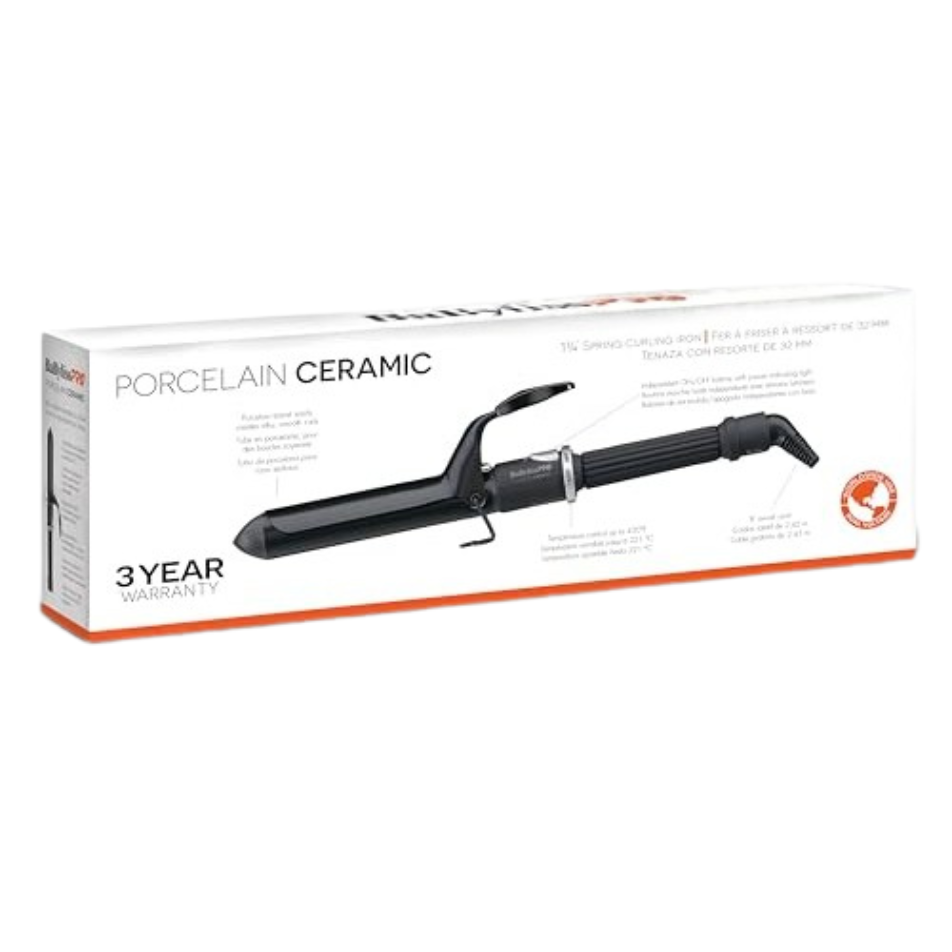 BaByliss Pro Porcelain Ceramic Spring Curling Iron 1-1/4″ BP125SUC