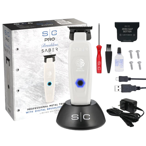 StyleCraft Saber II White Limited Edition Cordless Digital Brushless Trimmer SC914B