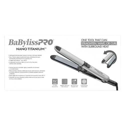 BaBylissPRO BNT3000TGY Limited Edition 1.25" Nano Titanium Prima 3000 Styling Flat Iron – Grey