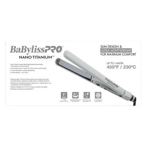 BaBylissPRO BNT4072TGY Limited Edition 1″ Nano Titanium Ultra‑Thin Flat Iron – Grey