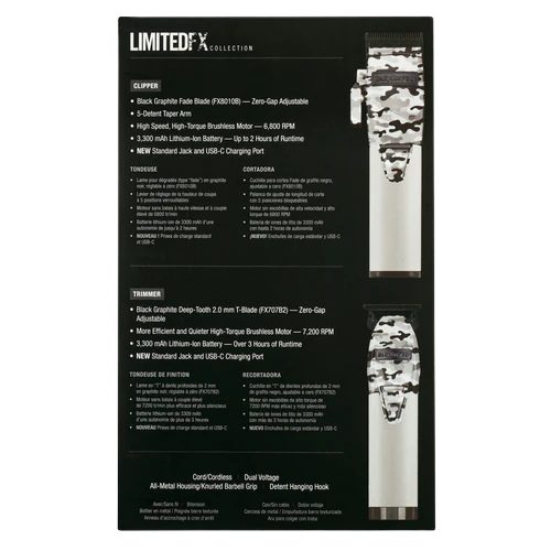 BaBylissPRO LimitedFX Camo Metal Lithium Clipper & Trimmer Set FXHOLPK2CAM