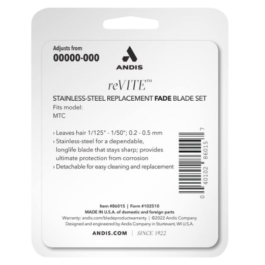 Andis reVITE Stainless Steel Replacement Fade Blade Fits reVITE Clipper 86015