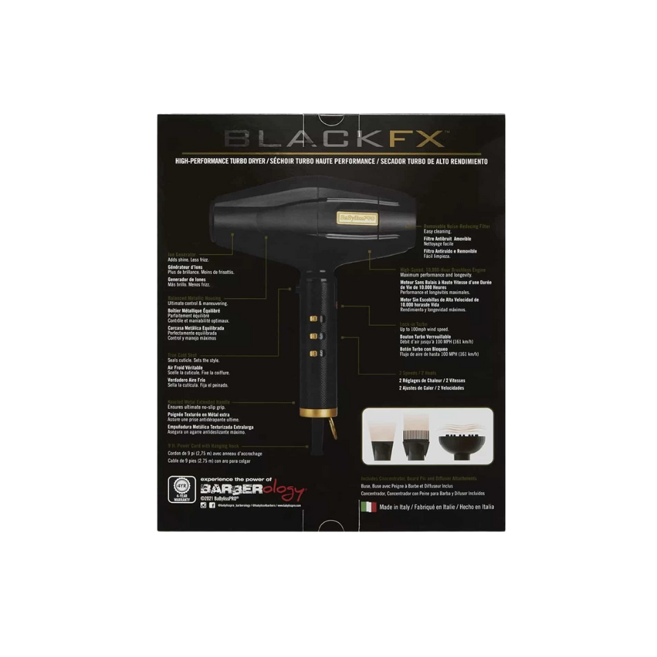 BaBylissPRO BlackFX Hair Dryer Influencer Edition FXBDB1 – High-Performance, Lightweight Blow Dryer for Fast Drying