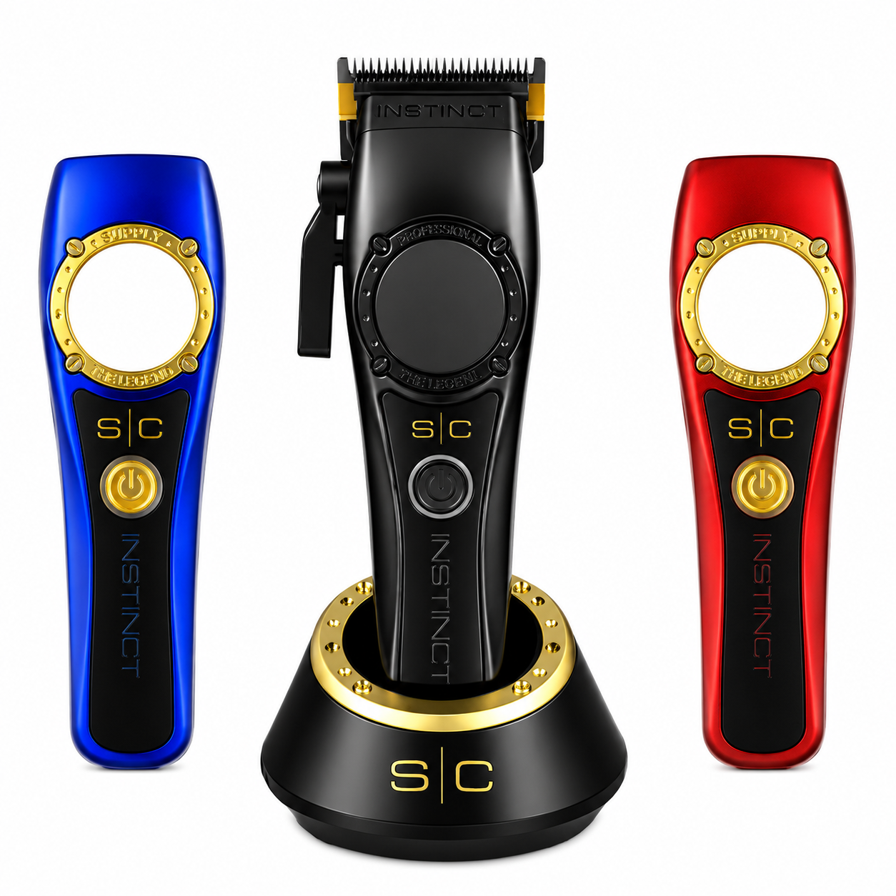 StyleCraft Instinct Professional Barber Bundle Clipper, Trimmer & Metal Double Foil Shaver SC607M + SC407M + SC807B