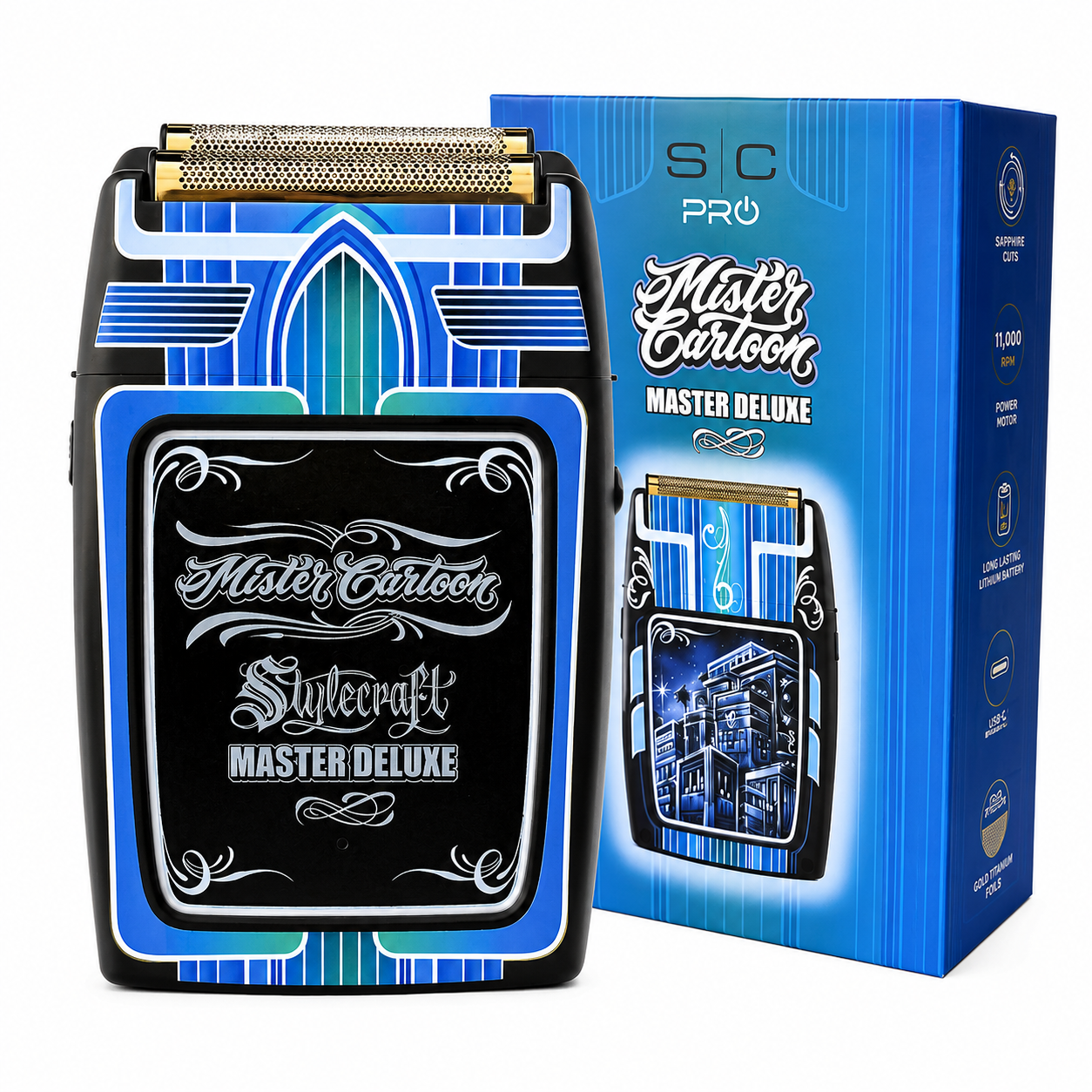 StyleCraft Rebel Super-Torque Modular Cordless Clipper King Saladeen & Rebel Shaver Mister Cartoon Combo Limited Edition SC613M+SC809M
