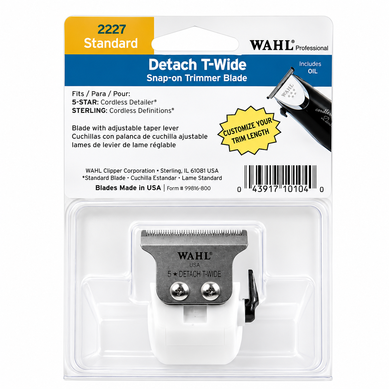 Wahl Professional Detailer Detach T-Wide Cordless Trimmer Replacement Blade 2227