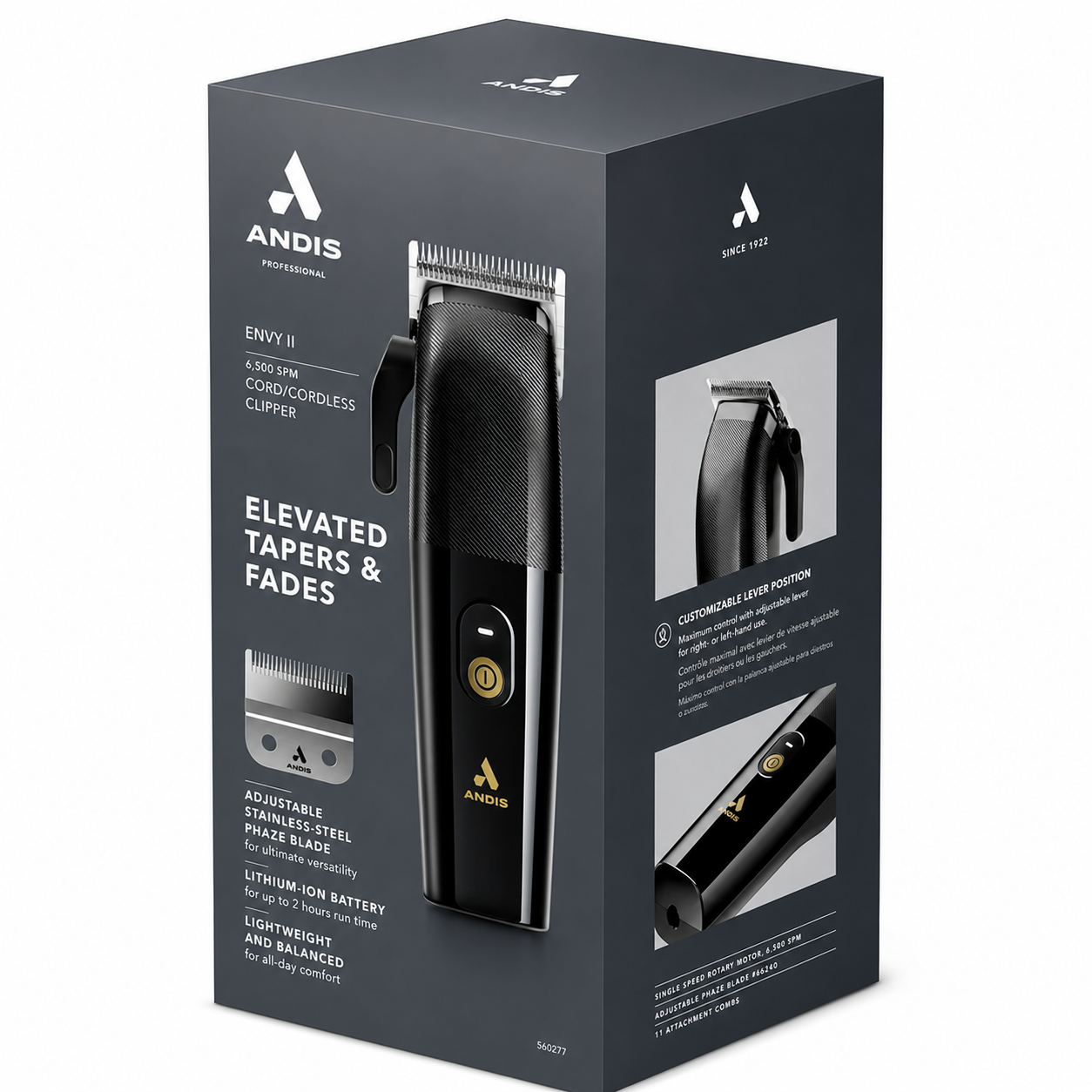 Andis Envy II Cordless Clipper Black #560397 Professional Adjustable Fade Clipper