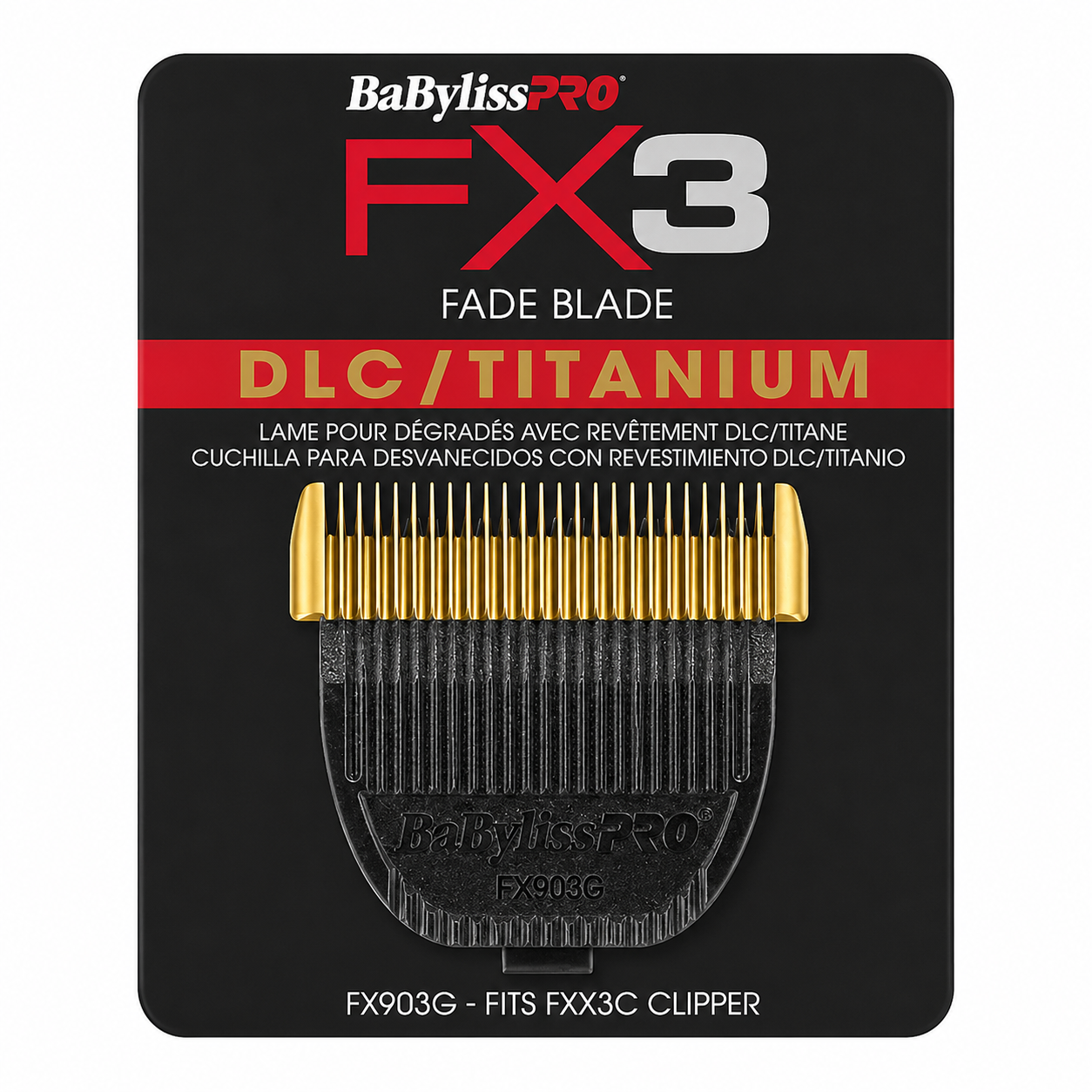 BaBylissPRO FX3 Clipper Replacement DLC/Titanium Fade Blade Gold #FX903G