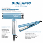 BaBylissPRO Limited Edition Nano Titanium Nano Light Ionic Dryer + FREE 1" Compact Ultra Thin Flat Iron Value Set BNTPP79