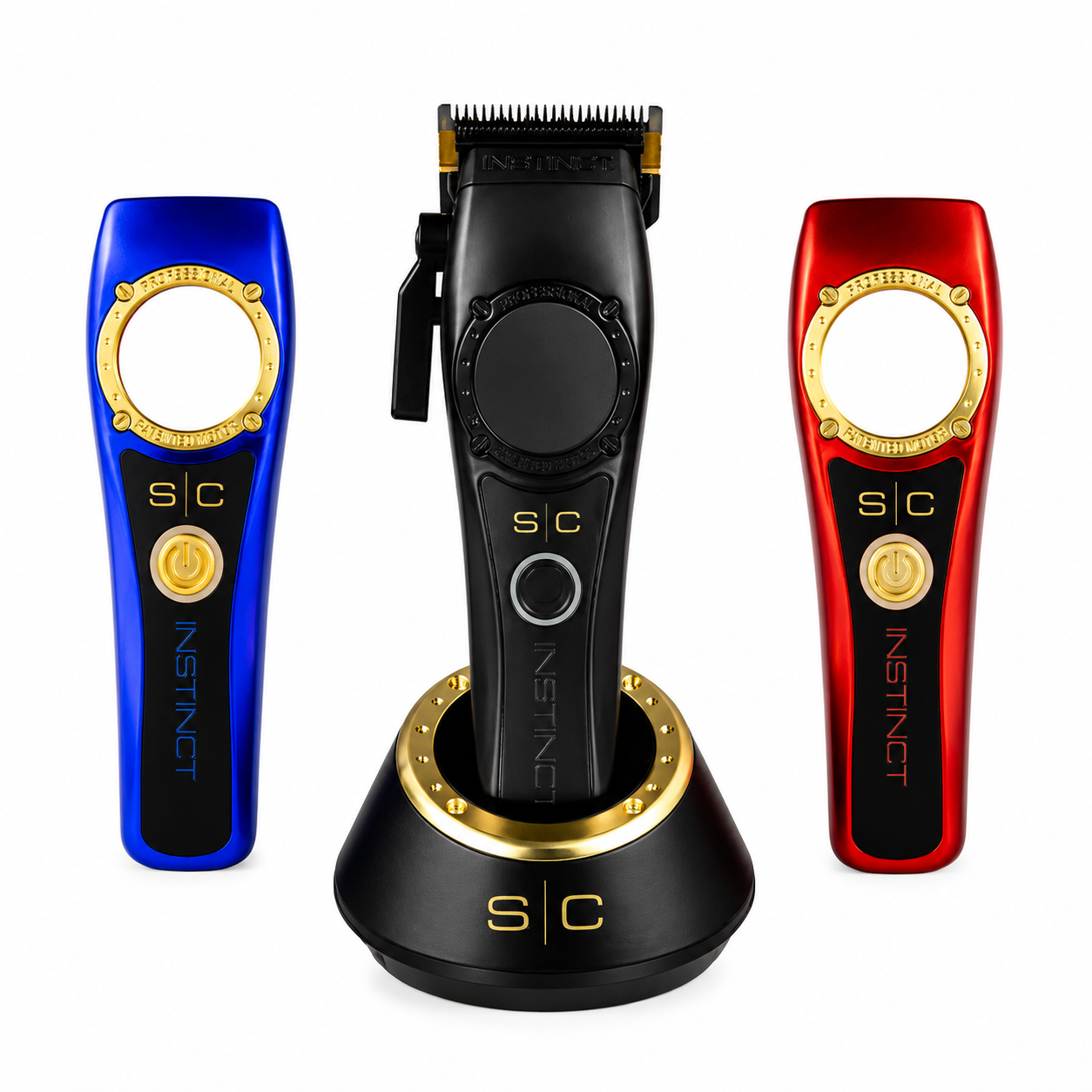 StyleCraft Instinct Clipper Combo Bundle Professional Cordless Hair Clippers SC607M + SC614B + SC608M