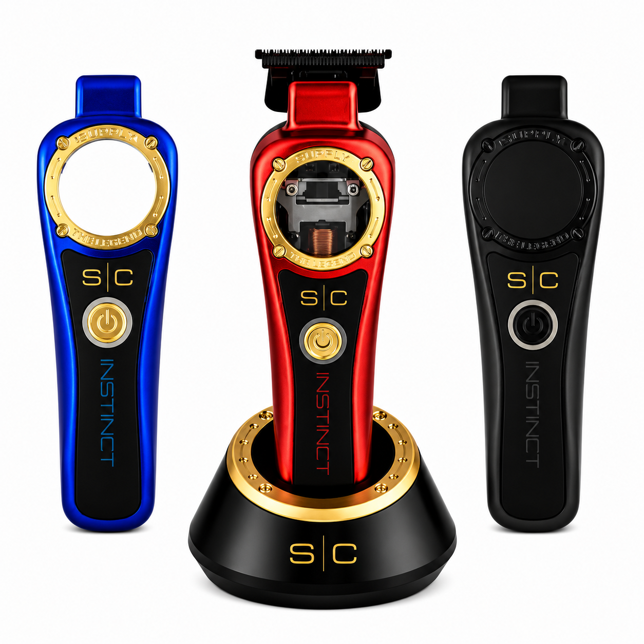 StyleCraft Instinct Professional Barber Bundle Clipper, Trimmer & Metal Double Foil Shaver SC607M + SC407M + SC807B