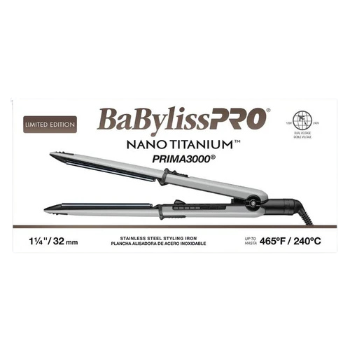 BaBylissPRO BNT3000TGY Limited Edition 1.25" Nano Titanium Prima 3000 Styling Flat Iron – Grey