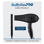 BaBylissPRO BNTPPMB415 Nano Titanium Lightweight Ionic Dryer & 1" Ultra‑Thin Flat Iron Set – Matte Black