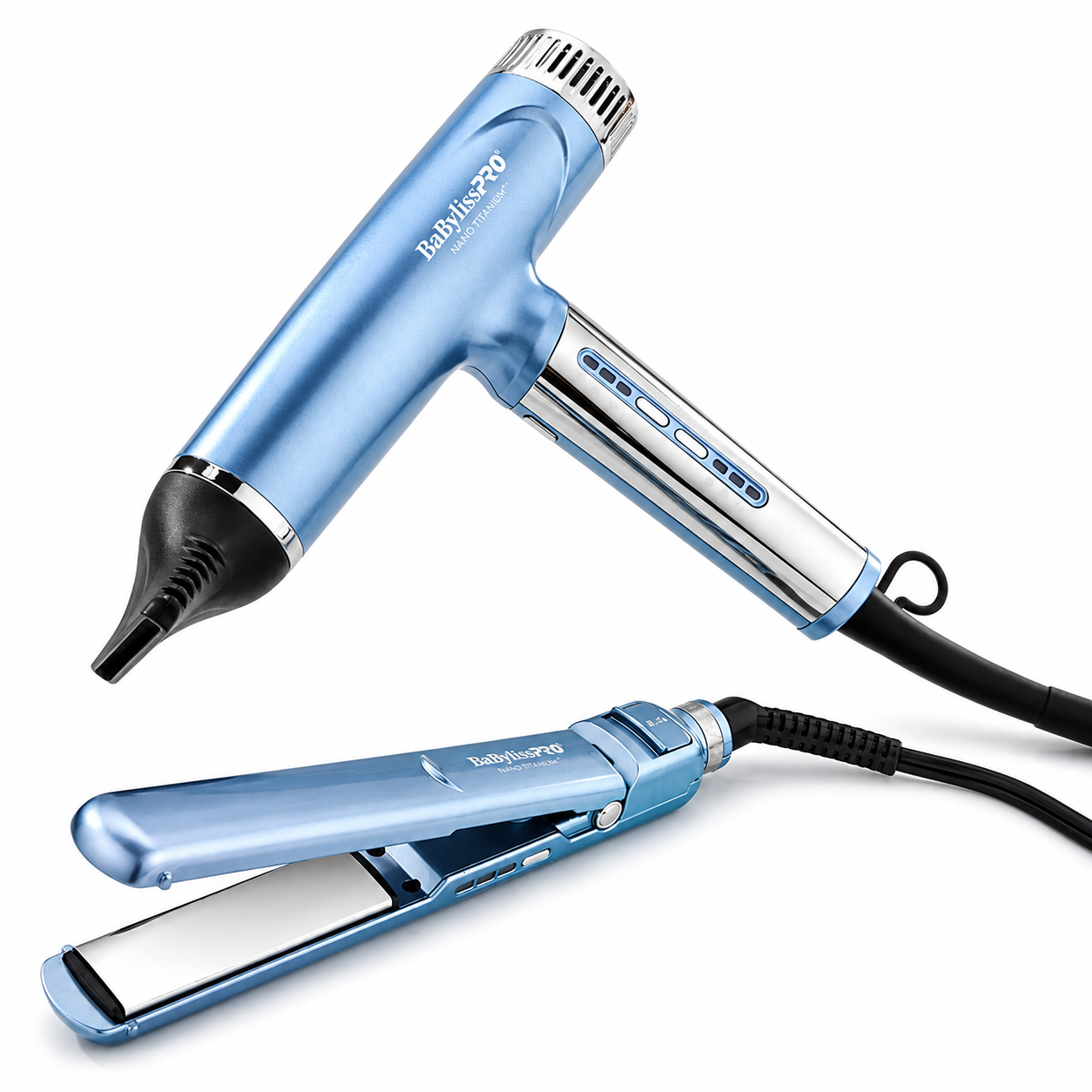 BaBylissPRO Limited Edition Nano Titanium Nano Light Ionic Dryer + FREE 1" Compact Ultra Thin Flat Iron Value Set BNTPP79