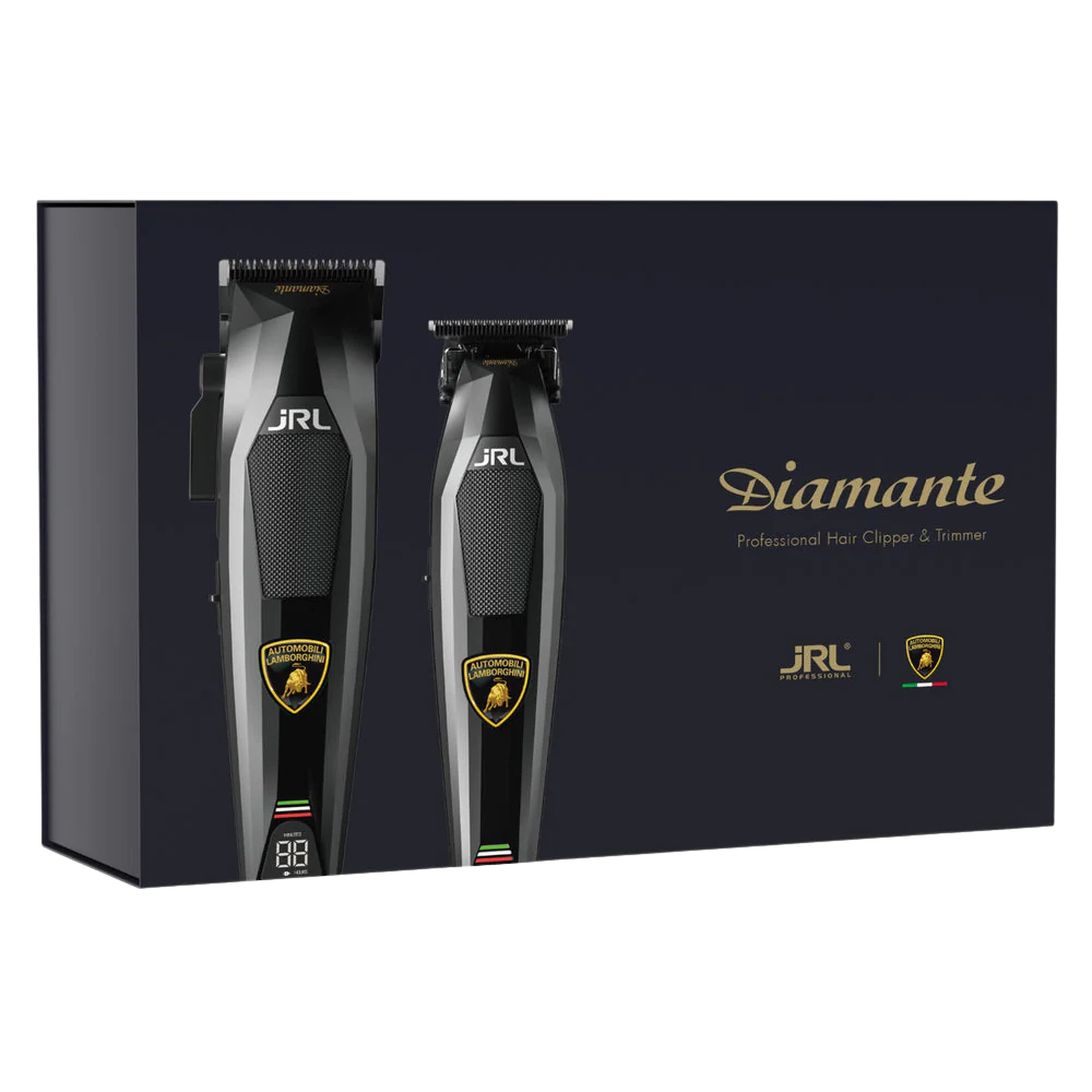 JRL x Lamborghini Diamante Combo Set – Black (DI2025B) – 8200 RPM Dual-Speed Clipper & Trimmer