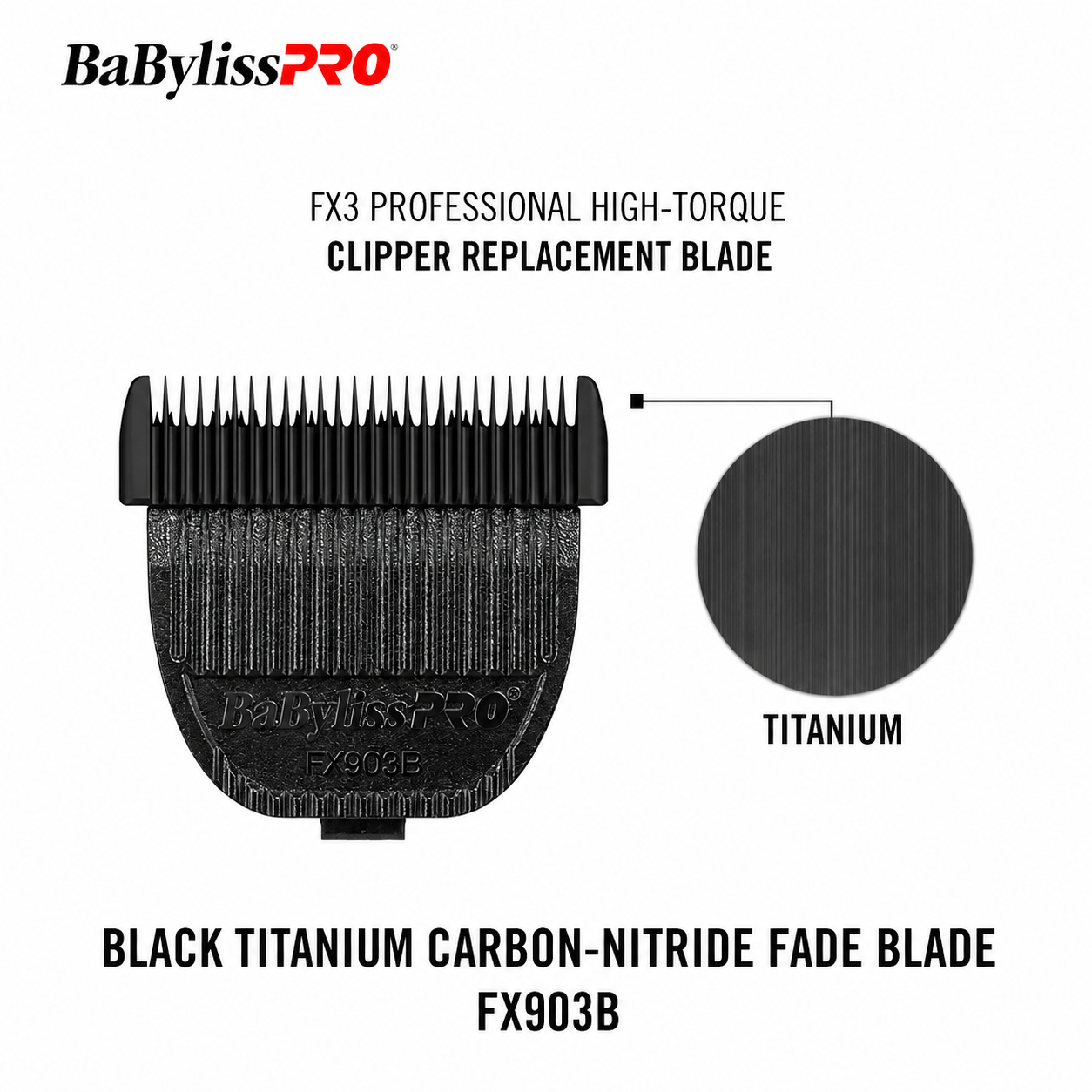 BaBylissPRO FX3 Matte Black High-Torque Cordless Clipper with Titanium Carbon-Nitride Fade Blade Combo FXX3CB + FX903B