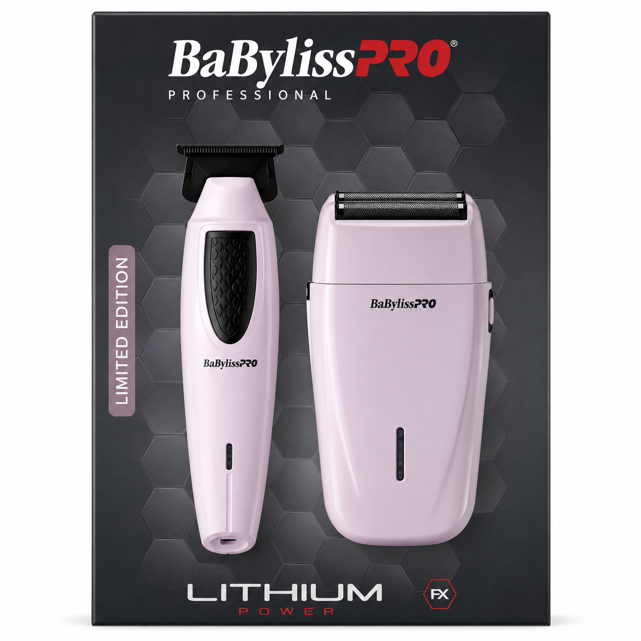 BaBylissPRO Limited Edition LithiumFX+ Trimmer & Double Foil Shaver Value Set Pink FX73FSTPKMP
