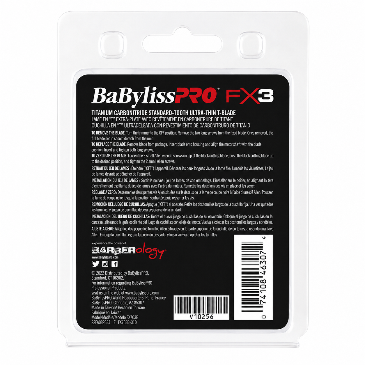 BaBylissPRO Titanium Carbon-Nitride Standard-Tooth Ultra-Thin Replacement T-Blade FX703B