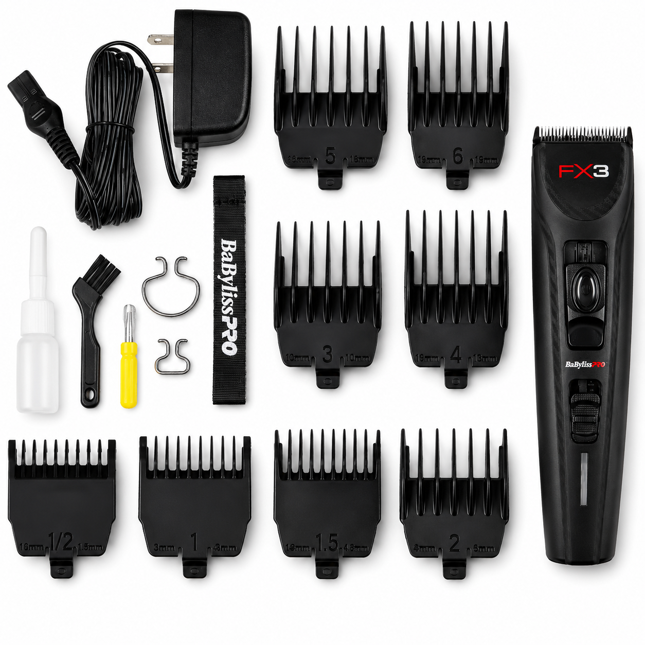 BaBylissPRO FX3 Matte Black High-Torque Cordless Clipper with Titanium Carbon-Nitride Fade Blade Combo FXX3CB + FX903B