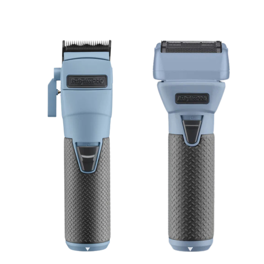 BaBylissPRO FXONE Limited-Edition Matte Blue Foil Shaver & FXONE All-Metal Clipper Bundle LFX899BC+LFX79SBC
