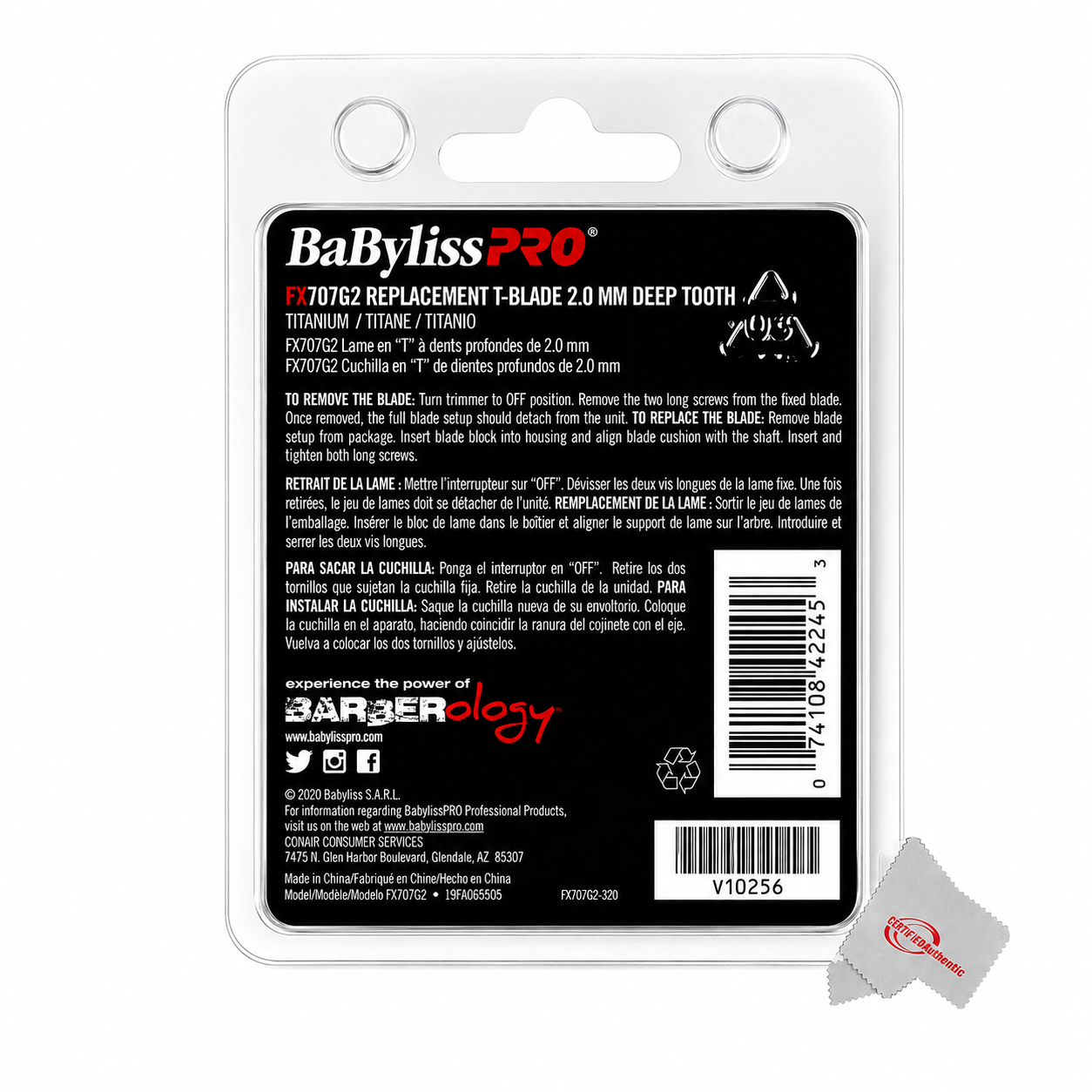 BaBylissPRO SilverFX+ All-Metal Lithium Outlining Trimmer with Gold Titanium Deep Tooth Trimmer Blade Combo FX787NS + FX707G2