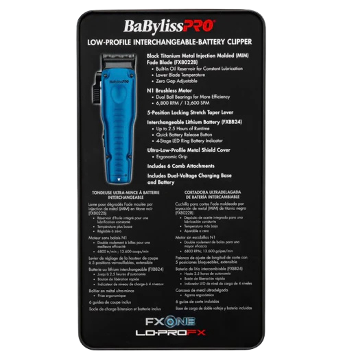 BaBylissPRO FXONE Lo-ProFX (FX829BL) Limited Edition Blue Cordless Clipper