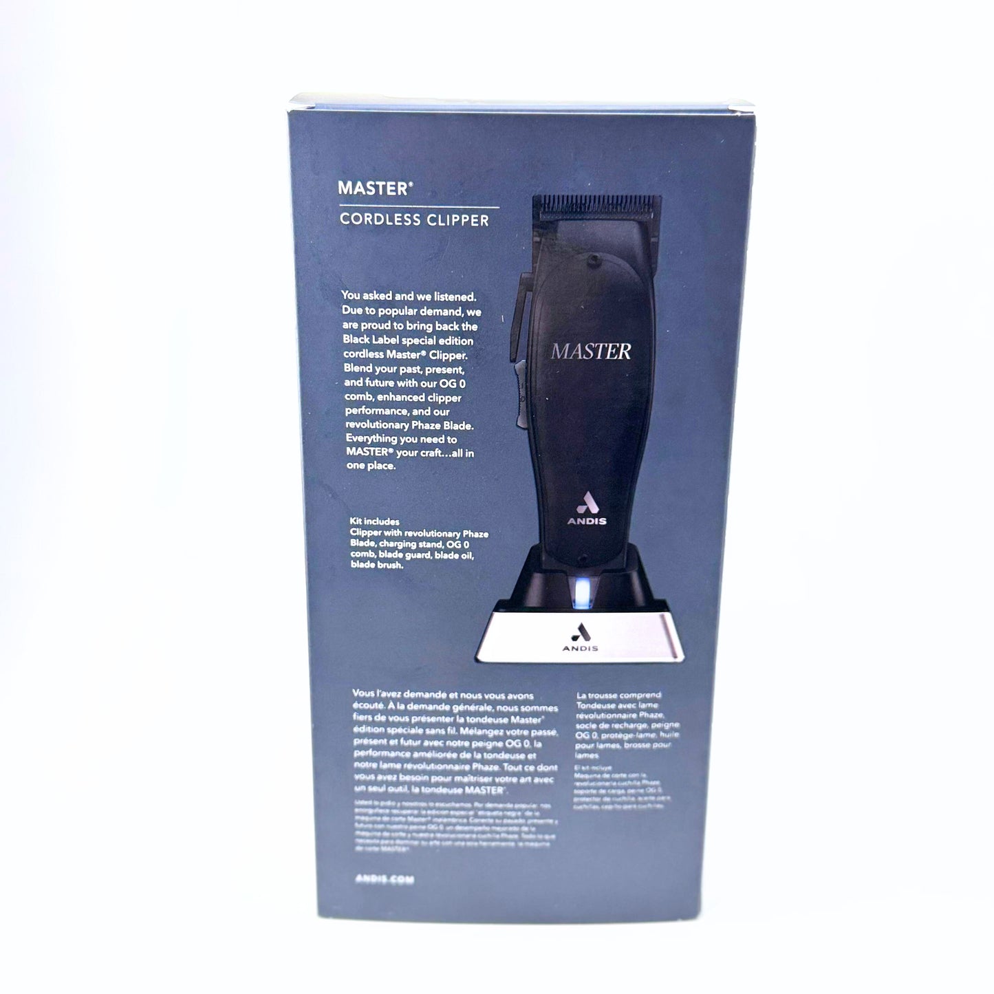 Andis Black Master Clipper box back