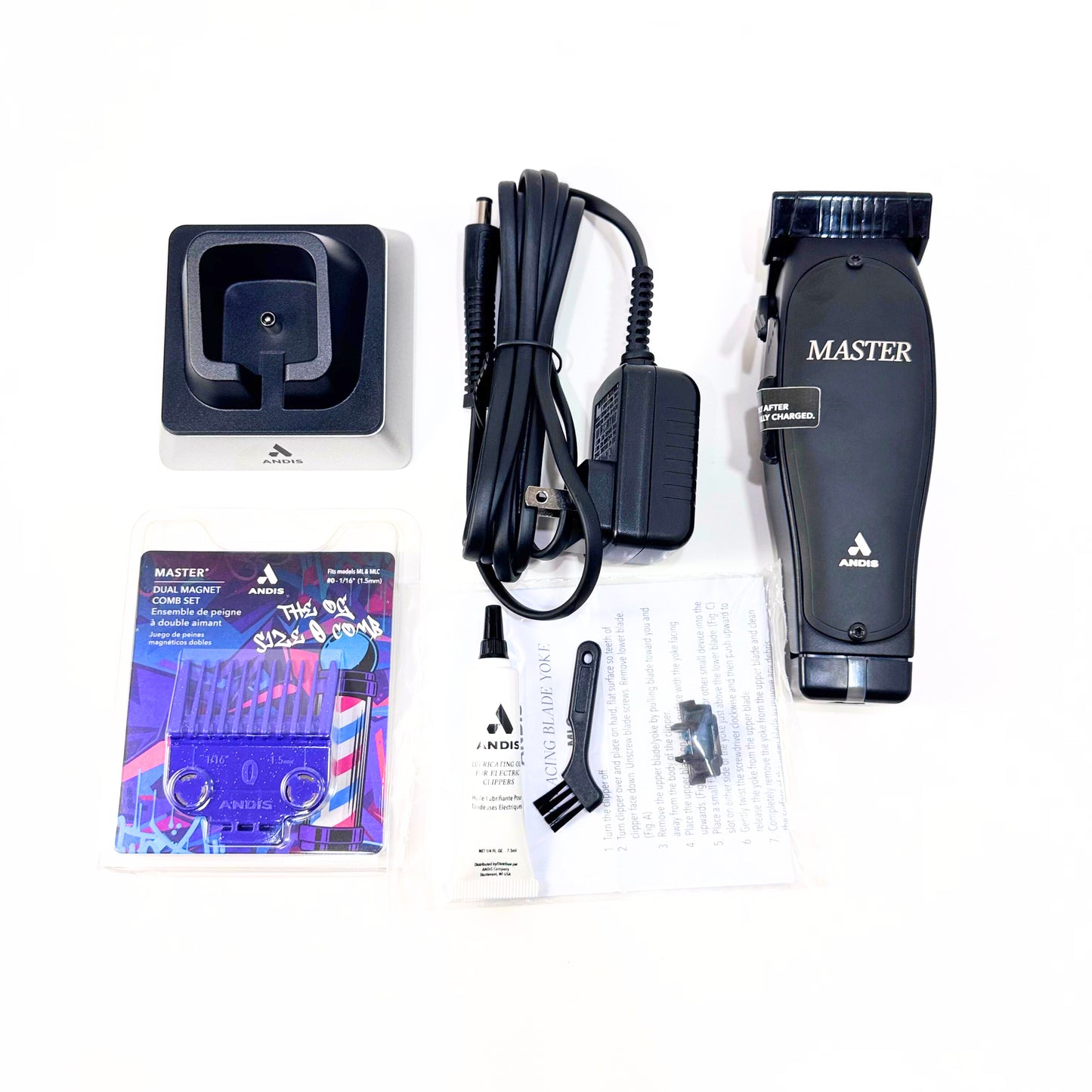 Andis Black Master Clipper with accessories