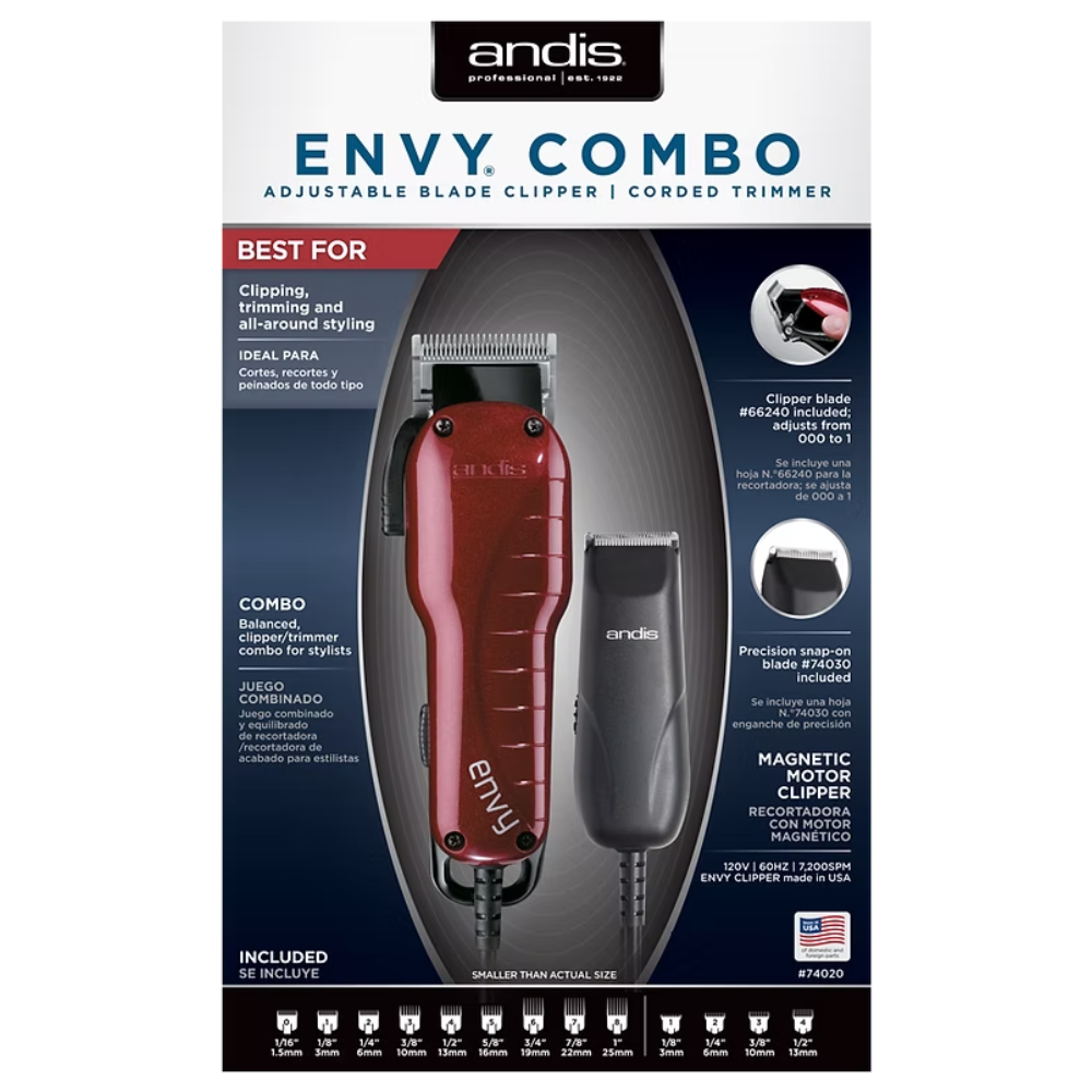 Andis Envy Combo Clipper & Trimmer Kit Professional Barber Set 74020