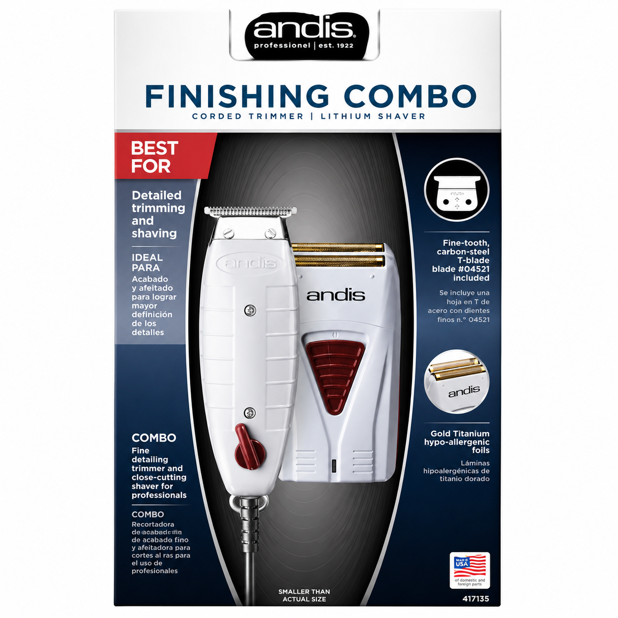 Andis  Finishing Combo T-Outliner Trimmer and Pro Foil Shaver 17195