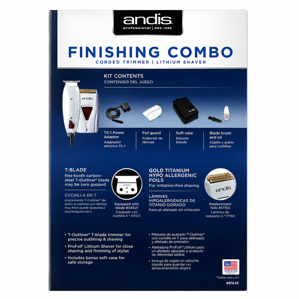 Andis  Finishing Combo T-Outliner Trimmer and Pro Foil Shaver 17195