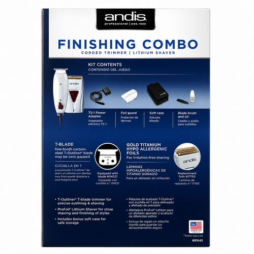 Andis  Finishing Combo T-Outliner Trimmer and Pro Foil Shaver 17195