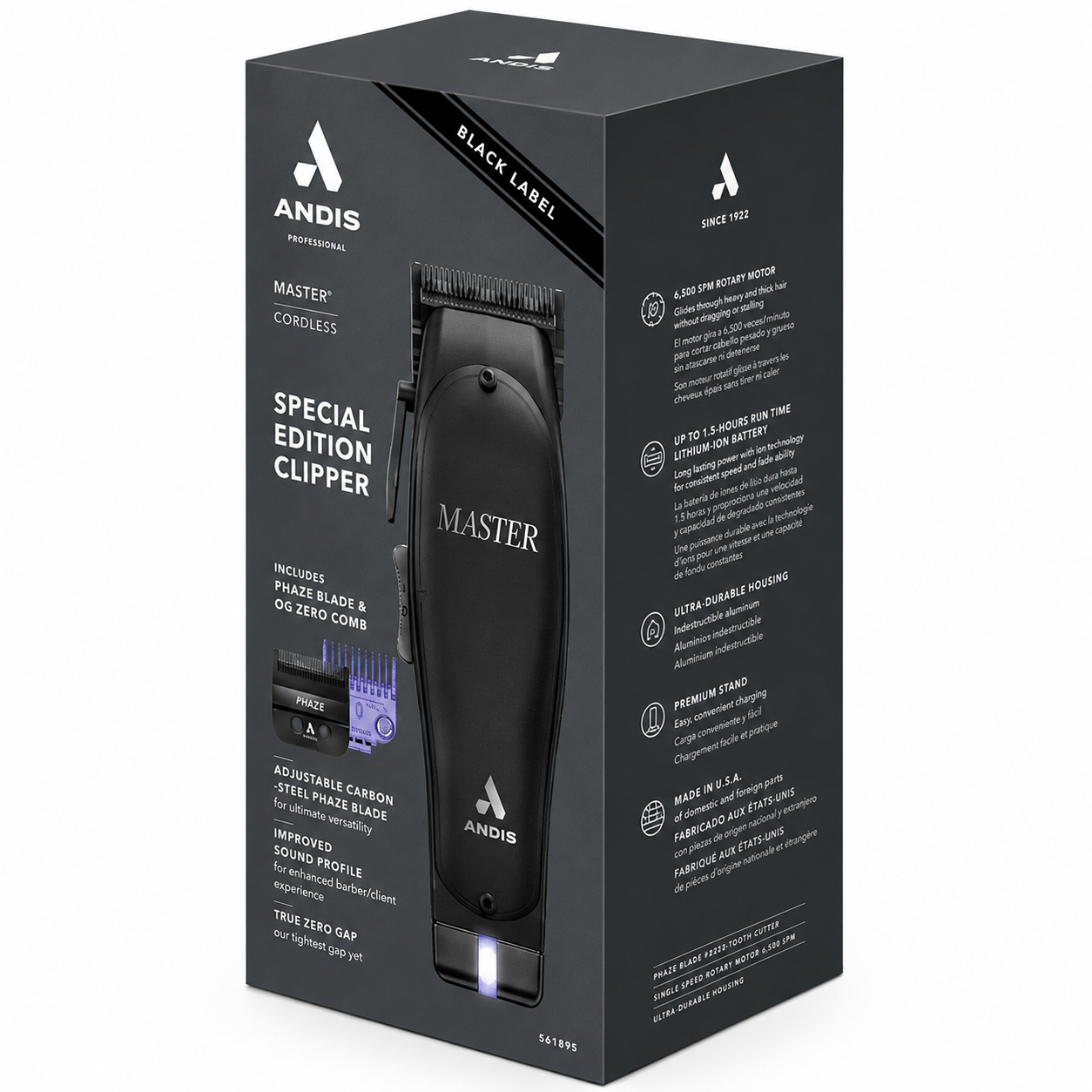 Andis Master Cordless Black Label Special Edition Adjustable Blade Clipper 561895