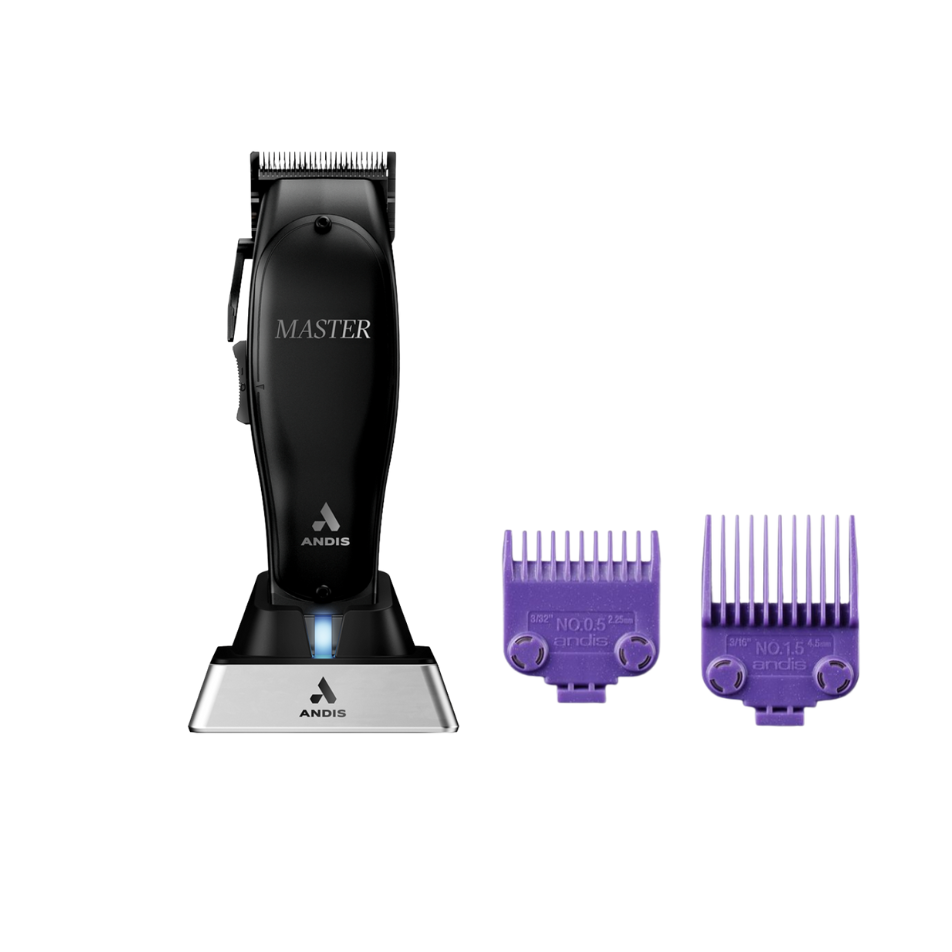Andis Master Double Magnetic Comb Set + Andis Master Cordless Clipper Black Label 561895 + 01420