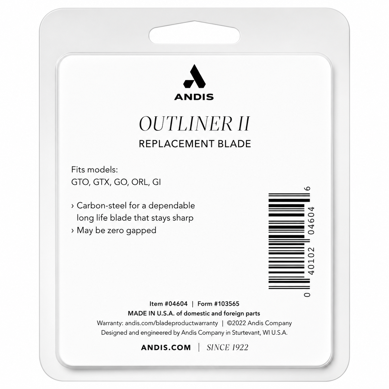Andis Outliner II Replacement Blade Carbon Steel Deep Tooth Close-Cutting Trimmer Blade 04604