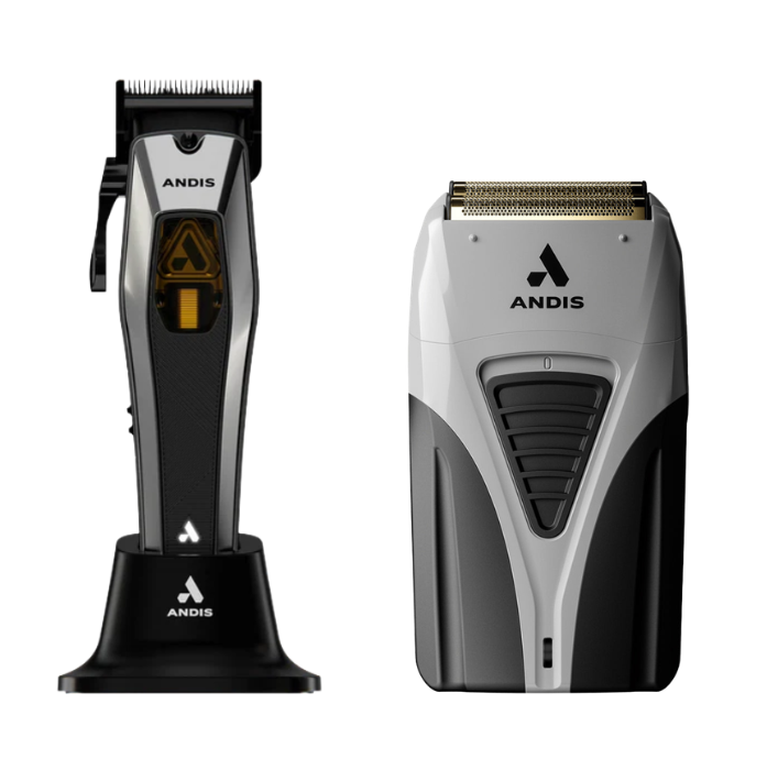 Andis ProFoil Lithium Plus Titanium Foil Shaver + RECON Cordless Clipper 9000 SPM Vector Motor Barber Combo 562257 17255