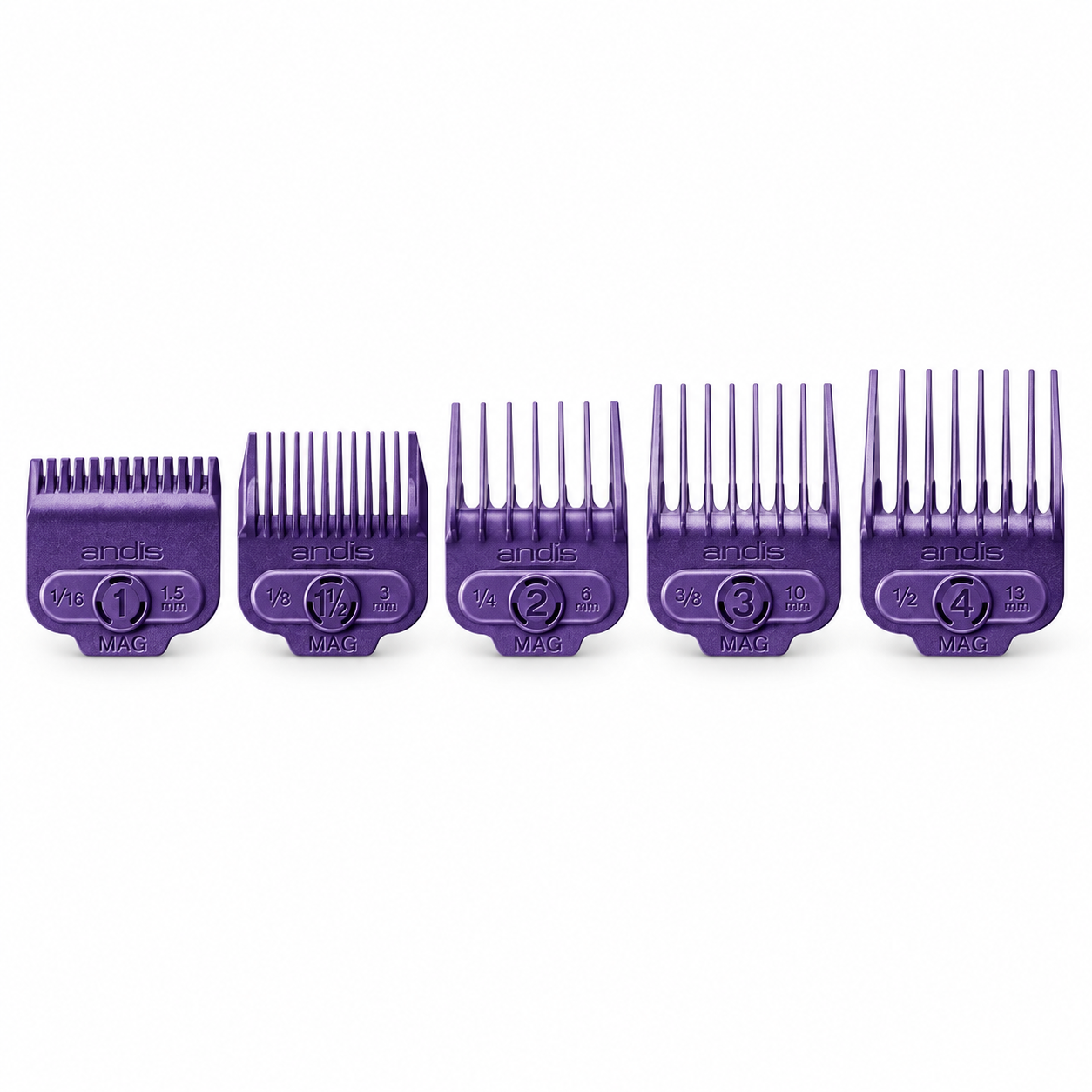 Andis Single Magnetic Clipper Comb Set - 5-Piece Small Guards #66345